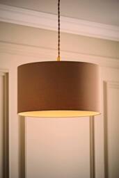 ValueLights Reni Taupe Fabric Easy Fit Drum Ceiling Lamp Shade with Bulb in Beige - Size: Large - thumbnail 1
