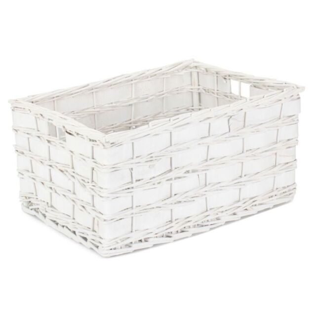 Red Hamper Wicker Unlined White Scandi Storage Basket - Size: XL - image 1