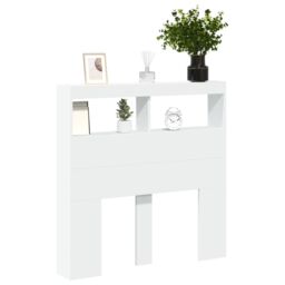 Berkfield Home Headboard Cabinet with LED White 100x17x102 cm - Size: 100 x 17 x 102 cm - thumbnail 5