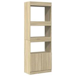 Berkfield Home Highboard¬†Sonoma Oak 63x33x180 cm Engineered Wood in Brown - Size: 63 x 33 x 180 cm - thumbnail 1