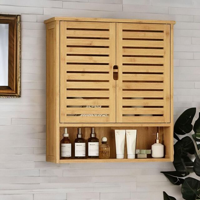 FURNOS Bamboo Bathroom Wall Storage Cabinet Organiser in Natural - image 1