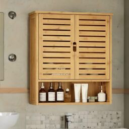 FURNOS Bamboo Bathroom Wall Storage Cabinet Organiser in Natural - thumbnail 3