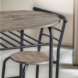 FURNOS Industrial 3-Piece Dining Table Set With 2 Chairs in Brown - thumbnail 5