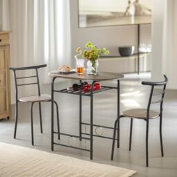 FURNOS Industrial 3-Piece Dining Table Set With 2 Chairs in Brown - thumbnail 4