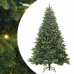 Berkfield Home Artificial Christmas Tree with 300 LEDs Green 240 cm PE & PVC - thumbnail 2