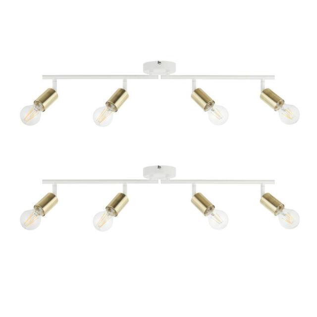 First Choice Lighting Set of 2 Journey - Matt White Gold 4 Way Adjustable Ceiling Spotlights - image 1