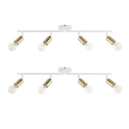 First Choice Lighting Set of 2 Journey - Matt White Gold 4 Way Adjustable Ceiling Spotlights