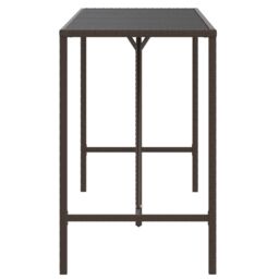 Berkfield Home Bar Table with Glass Top Brown 180x70x110 cm Poly Rattan - Size: 180 x 70 x 110 cm - thumbnail 4