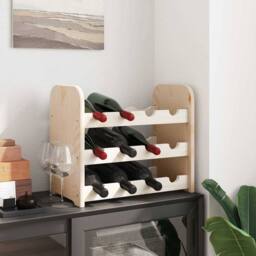 Berkfield Home Beautiful Wine Rack 43x25x37 cm Solid Wood Pine in Light Sand - Size: 43 x 25 x 37 cm