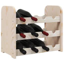 Berkfield Home Beautiful Wine Rack 43x25x37 cm Solid Wood Pine in Light Sand - Size: 43 x 25 x 37 cm - thumbnail 4