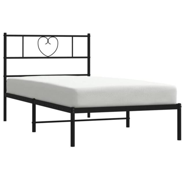 Berkfield Home Metal Bed Frame with Headboard Black 90x190 cm Single - image 1