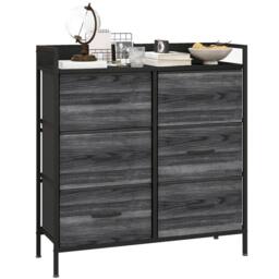 Havendro Bedroom Chest of Drawers 6 Drawer Dresser w/ Shelf, Black - thumbnail 1