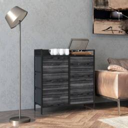 Havendro Bedroom Chest of Drawers 6 Drawer Dresser w/ Shelf, Black - thumbnail 2