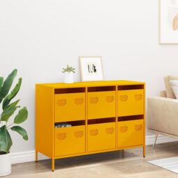 Berkfield Home Sideboard¬†Mustard Yellow 101.5x39x73.5 cm Cold-rolled Steel - thumbnail 3
