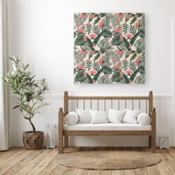 Warren Reed - Designer Dark Tropical Green Leaves Canvas - Size: w40 inch x h40 inch - thumbnail 3