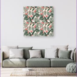 Warren Reed - Designer Dark Tropical Green Leaves Canvas - Size: w40 inch x h40 inch - thumbnail 4