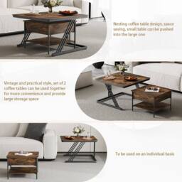 Dprodo Set of 2 Nesting Coffee Table in Walnut - thumbnail 4