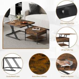 Dprodo Set of 2 Nesting Coffee Table in Walnut - thumbnail 3