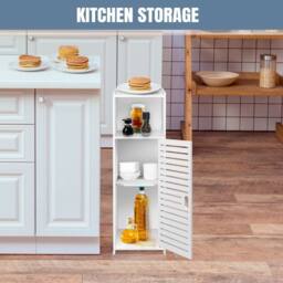 FORGEVIO Bathroom Storage Cabinet Shelf Free Standing Cabinet 3 Tier Cabinet in White - thumbnail 5