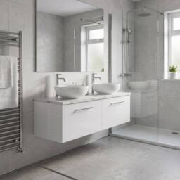 Balterley Level 1200mm Wall Hung 2 Drawer Unit & Laminate Worktop Gloss White - thumbnail 4