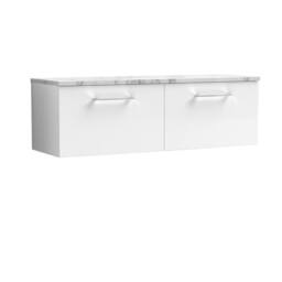 Balterley Level 1200mm Wall Hung 2 Drawer Unit & Laminate Worktop Gloss White