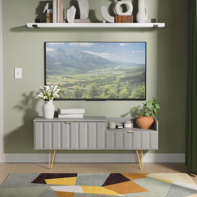 Ready Assembled 2 U Metro 2 Drawer Coffee TV Unit (Ready Assembled) in Grey - image 1