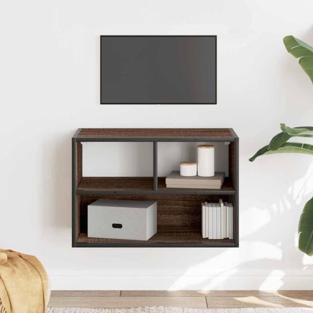 Berkfield Home TV Cabinet Brown Oak 60x31x39.5 cm Engineered Wood & Metal - image 1