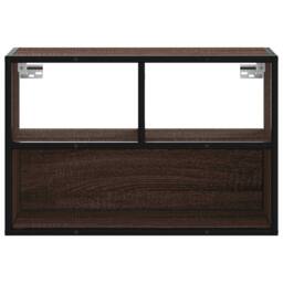 Berkfield Home TV Cabinet Brown Oak 60x31x39.5 cm Engineered Wood & Metal - thumbnail 4