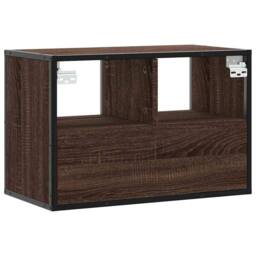 Berkfield Home TV Cabinet Brown Oak 60x31x39.5 cm Engineered Wood & Metal - thumbnail 6