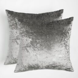 OHS Luxury Crushed Velvet Set of 2 Filled Cushions & Covers in Silver - thumbnail 2