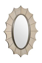 Orsina Scallop Gold Frame Wall Mirror, Stylish Full Size Oval Mirror, Ideal For Entryway, or Mirror Wall Accent - thumbnail 1