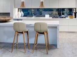 Angel Cerda Mink Leatherette Stool Walnut Legs (Model ) in Beige - thumbnail 3