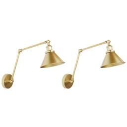 Wyld and Coco Set of 2 Gold Metal Wall Lamps with Adjustable Arm - thumbnail 2