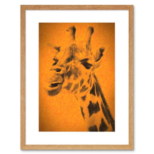 "Artery8 Wall Art Print Giraffe Head Framed in Beige - Size: W7"" x H9""" - image 1
