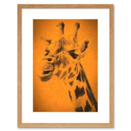 "Artery8 Wall Art Print Giraffe Head Framed in Beige - Size: W7"" x H9""" - thumbnail 1