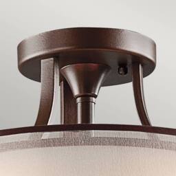 Netlighting Lacey 3 Light Small Semi Flush Mount Ceiling Light Mission Bronze E27 in Brown - thumbnail 2