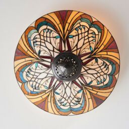 Loops Tiffany Glass Flush Ceiling Light - French Style Design - Dimmable LED Lamp in Clear - thumbnail 2