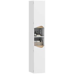 HOMCOM Slim Bathroom Storage Cabinet, Tall Bathroom Cabinet with 2 Doors in White - thumbnail 2