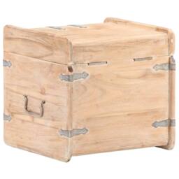 Berkfield Home Chest 40x40x40 cm Solid Acacia Wood in Brown - Size: 40 x 40 x 40 cm - thumbnail 5