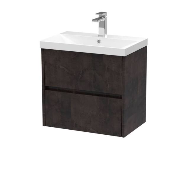 Balterley Chartley Contemporary 2 Drawer Wall Hung Vanity Basin Unit, 600mm in Grey - image 1