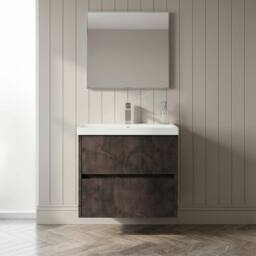 Balterley Chartley Contemporary 2 Drawer Wall Hung Vanity Basin Unit, 600mm in Grey - thumbnail 6