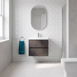 Balterley Chartley Contemporary 2 Drawer Wall Hung Vanity Basin Unit, 600mm in Grey - thumbnail 4