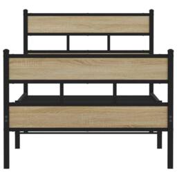 Berkfield Home Metal Bed Frame without Mattress Sonoma Oak 90x200 cm in Brown - thumbnail 4