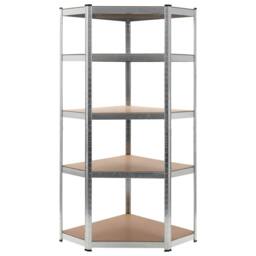 Berkfield Home Storage Shelf Silver 75x75x180 cm Steel & MDF - Size: 75 x 75 x 180 cm - thumbnail 2
