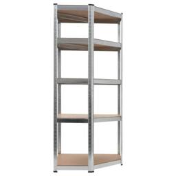 Berkfield Home Storage Shelf Silver 75x75x180 cm Steel & MDF - Size: 75 x 75 x 180 cm