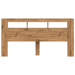 Berkfield Home LED Headboard Artisan Oak 200x18.5x103.5 cm Engineered Wood in Brown - thumbnail 6