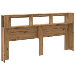 Berkfield Home LED Headboard Artisan Oak 200x18.5x103.5 cm Engineered Wood in Brown - thumbnail 8