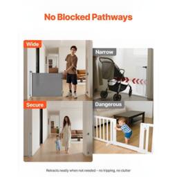Ferand Easy Retractable Baby Gate 1430mm Wide 795mm Tall for Stairs Hallways in Grey - thumbnail 8