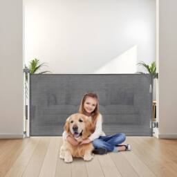 Ferand Easy Retractable Baby Gate 1430mm Wide 795mm Tall for Stairs Hallways in Grey - thumbnail 3