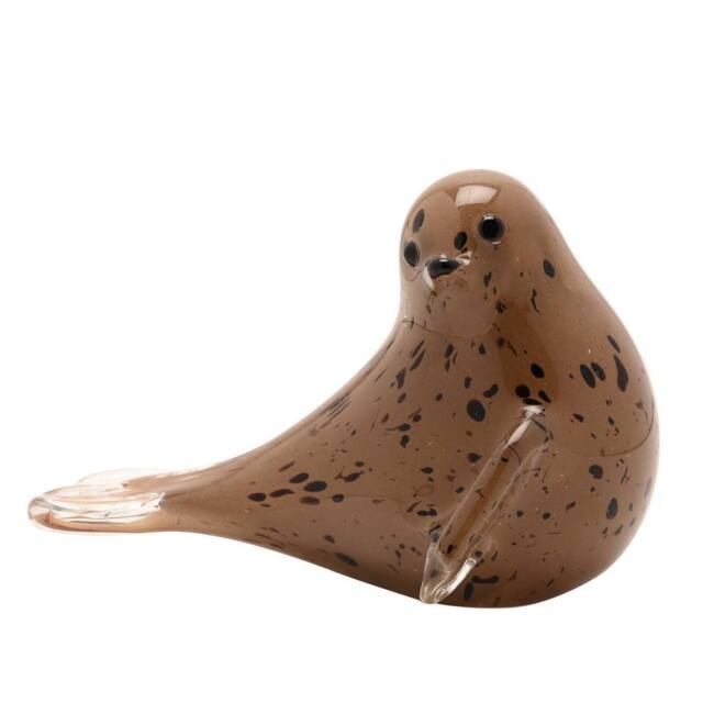 Objets d'Art Glass Figurine Grey Seal in Brown - image 1